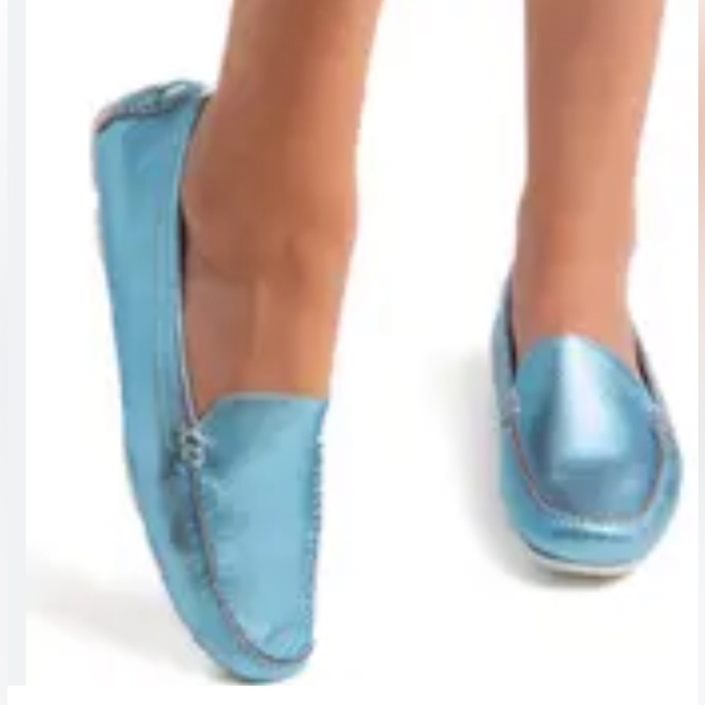 BEAUTIISOLES 9M electric blue Cassandra leather classic driving shoe Loafers